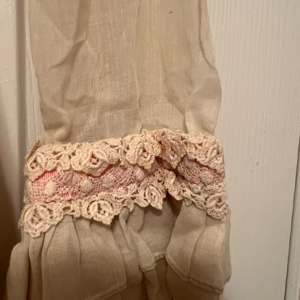 🤑Vintage Courier Cream Long Dress with Pink Accents from Early 70’s Gunne Style - Picture 4 of 5
